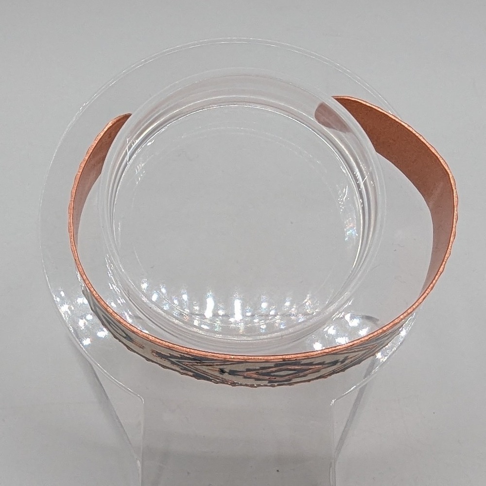 Vintage Copper Cuff Bracelet Southwestern Geometric Enamel Tribal Bangle